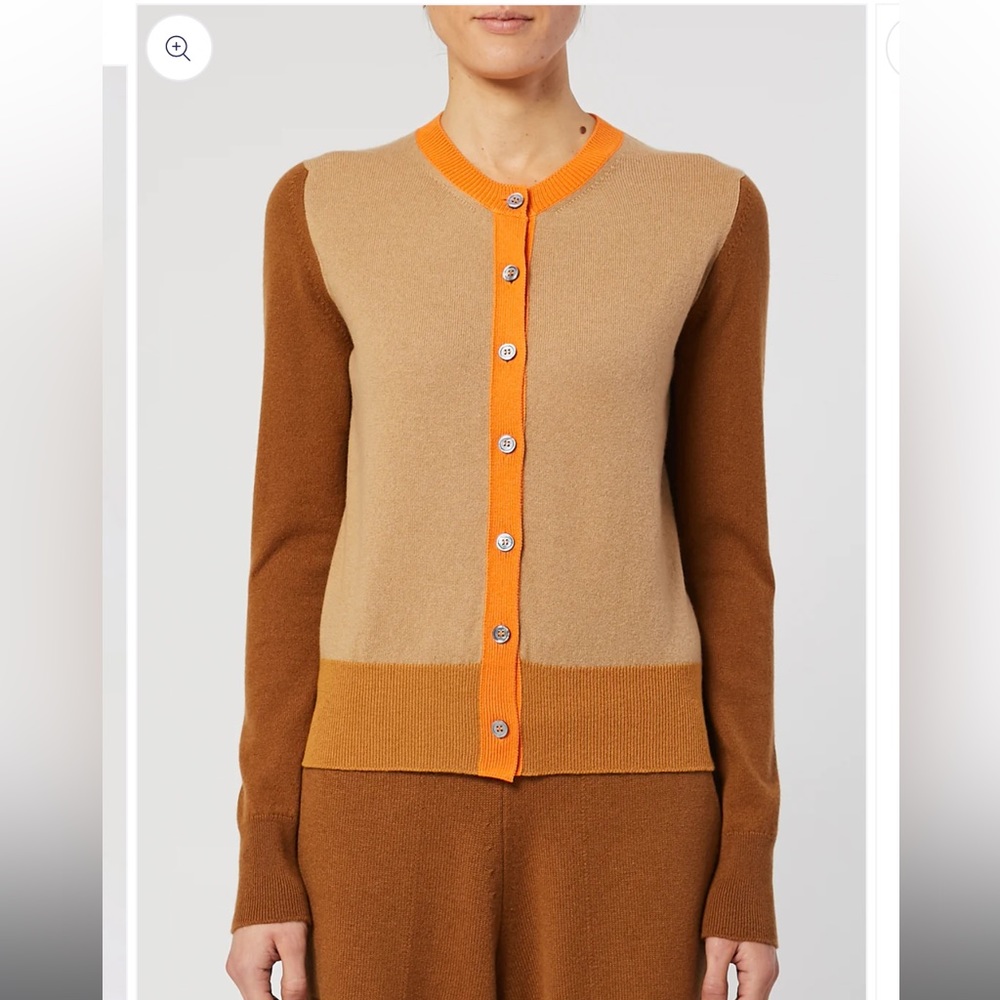 Women's Tan and Orange Cardigan Sweater